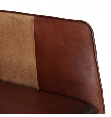  Supama kėdė su pakoja, rudos spalvos, tikra oda ir drobė - Supamos kėdės - 7