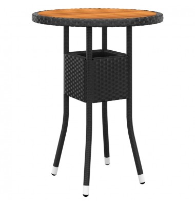  Sodo stalas, juodas, 60x75cm, akacijos mediena ir poliratanas - Lauko stalai, staliukai - 1