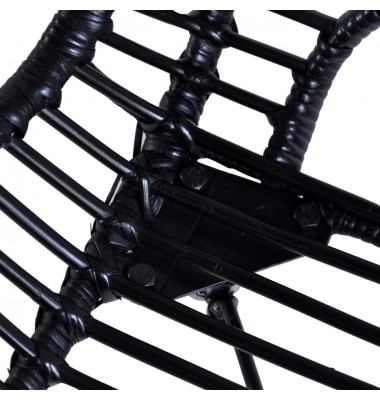  Valgomojo kėdės, 6vnt., juodos spalvos, natūralus ratanas - Valgomojo Kėdės - 5