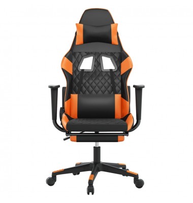  Masažinė žaidimų kėdė su pakoja, juoda/oranžinė, dirbtinė oda - Žaidimų kėdės - 4