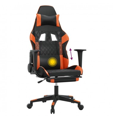  Masažinė žaidimų kėdė su pakoja, juoda/oranžinė, dirbtinė oda - Žaidimų kėdės - 8