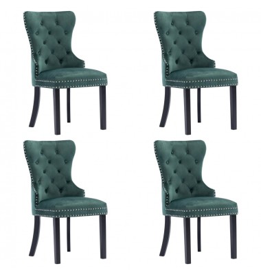  Valgomojo kėdės, 4vnt., tamsiai žalios spalvos, aksomas - Valgomojo Kėdės - 1