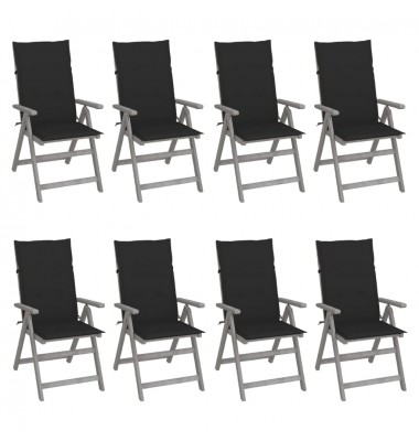  Atlošiamos sodo kėdės su pagalvėlėmis, 8vnt., pilkos, akacija - Lauko kėdės - 1