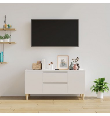  Televizoriaus spintelė, balta, 102x44,5x50cm, mediena, blizgi - TV spintelės - 3