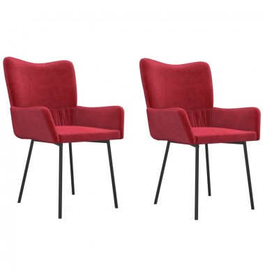  Valgomojo kėdės, 2vnt., raudonojo vyno spalvos, aksomas - Valgomojo Kėdės - 2