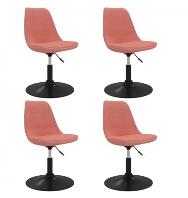  Pasukamos valgomojo kėdės, 4vnt., rožinės spalvos, aksomas - Valgomojo Kėdės - 2