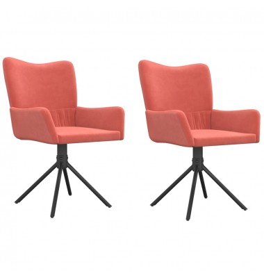  Pasukamos valgomojo kėdės, 2vnt., rožinės spalvos, aksomas - Valgomojo Kėdės - 2