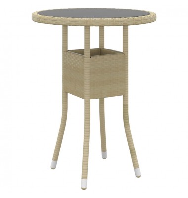  Sodo stalas, smėlio, 60x75cm, grūdintas stiklas/poliratanas - Lauko stalai, staliukai - 1
