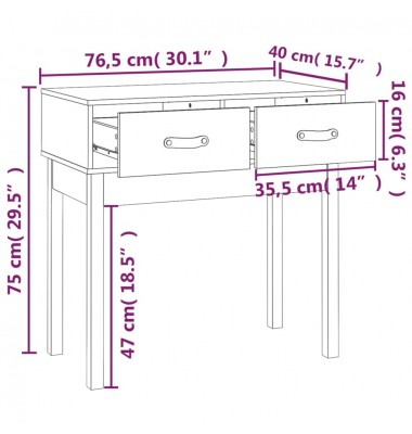  Konsolinis staliukas, baltas, 76,5x40x75cm, pušies masyvas - Žurnaliniai staliukai - 9