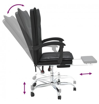  Atlošiama biuro kėdė, juodos spalvos, dirbtinė oda - Biuro kėdės - 8