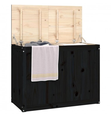  Skalbinių dėžė, juoda, 88,5x44x66cm, pušies medienos masyvas - Skalbinių krepšiai - 4