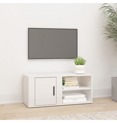  Televizoriaus spintelė, balta, 80x31,5x36cm, mediena, blizgi - TV spintelės - 1