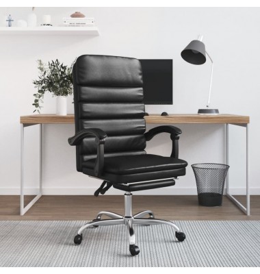  Atlošiama masažinė biuro kėdė, juodos spalvos, dirbtinė oda - Biuro kėdės - 1