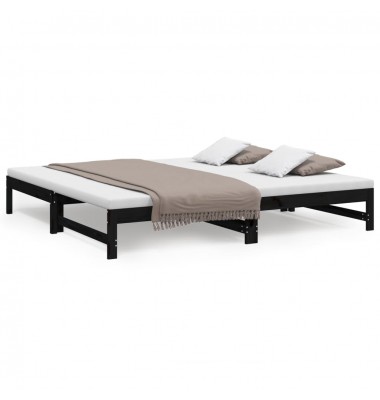  Ištraukiama lova, juoda, 2x(100x200)cm, pušies medienos masyvas - Lovos - 2