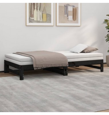  Ištraukiama lova, juoda, 2x(100x200)cm, pušies medienos masyvas - Lovos - 4