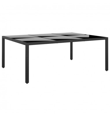  Sodo stalas, juodas, 200x150x75cm, stiklas/poliratanas - Lauko stalai, staliukai - 1
