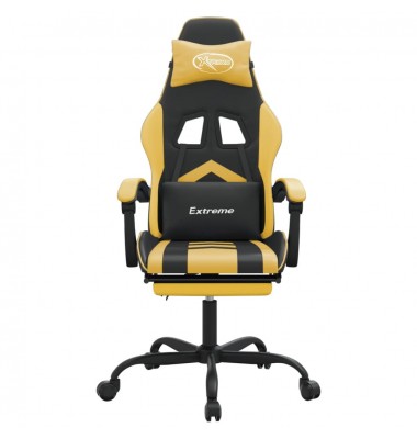  Pasukama žaidimų kėdė su pakoja, juoda ir auksinė, dirbtinė oda - Žaidimų kėdės - 3