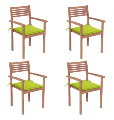  Sodo kėdės su šviesiai žaliomis pagalvėlėmis, 4vnt., tikmedis - Lauko kėdės - 1