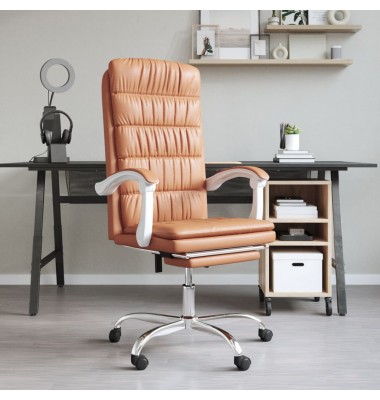  Atlošiama biuro kėdė, rudos spalvos, dirbtinė oda - Biuro kėdės - 1