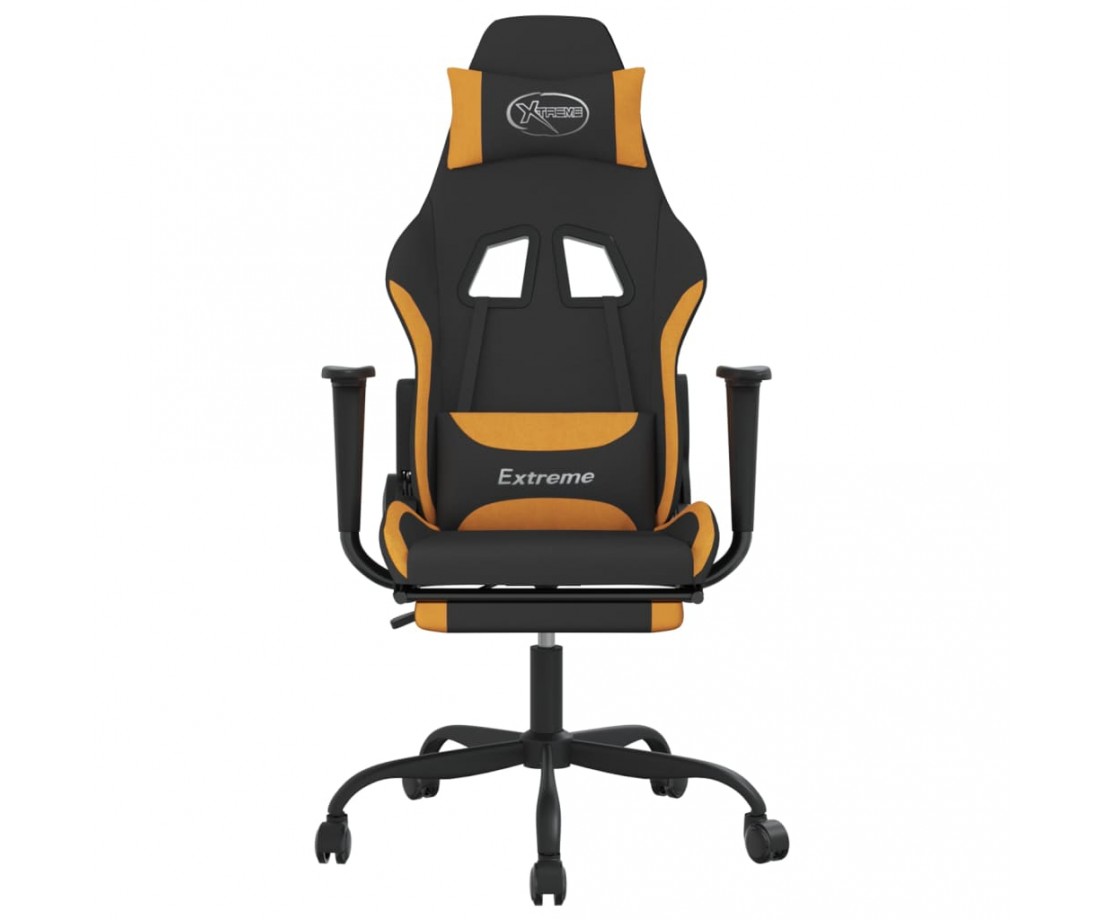  Žaidimų kėdė su pakoja, juodos ir oranžinės spalvos, audinys - Žaidimų kėdės - 3