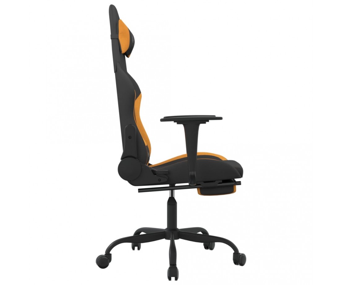  Žaidimų kėdė su pakoja, juodos ir oranžinės spalvos, audinys - Žaidimų kėdės - 4