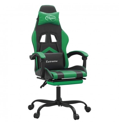  Pasukama žaidimų kėdė su pakoja, juoda ir žalia, dirbtinė oda - Žaidimų kėdės - 2