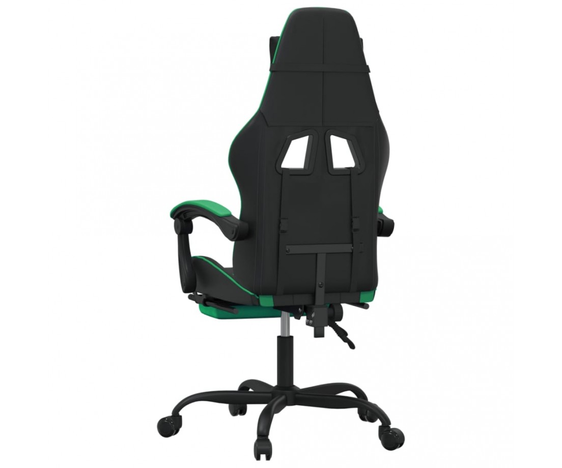  Pasukama žaidimų kėdė su pakoja, juoda ir žalia, dirbtinė oda - Žaidimų kėdės - 5
