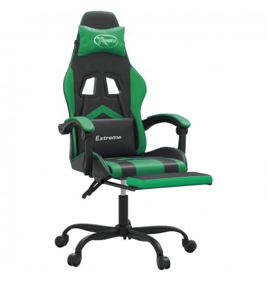  Pasukama žaidimų kėdė su pakoja, juoda ir žalia, dirbtinė oda - Žaidimų kėdės - 6