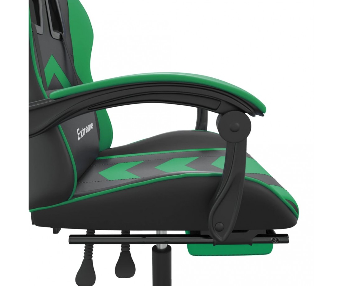  Pasukama žaidimų kėdė su pakoja, juoda ir žalia, dirbtinė oda - Žaidimų kėdės - 8