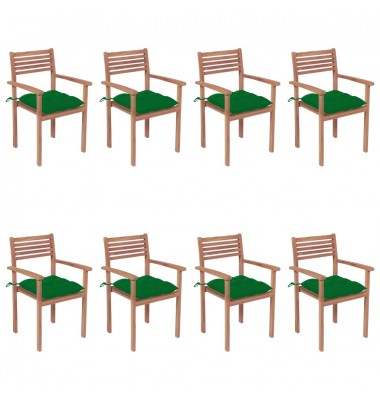  Sudedamos sodo kėdės su pagalvėlėmis, 8vnt., tikmedžio masyvas - Lauko kėdės - 1