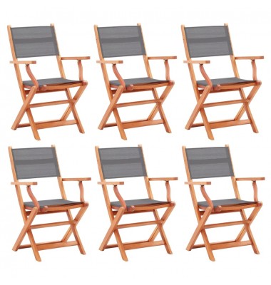  Sodo kėdės, 6vnt., pilkos, eukalipto masyvas ir tekstilenas - Lauko kėdės - 1