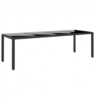 Sodo stalas, juodas, 250x100x75cm, stiklas ir poliratanas - Lauko stalai, staliukai - 1