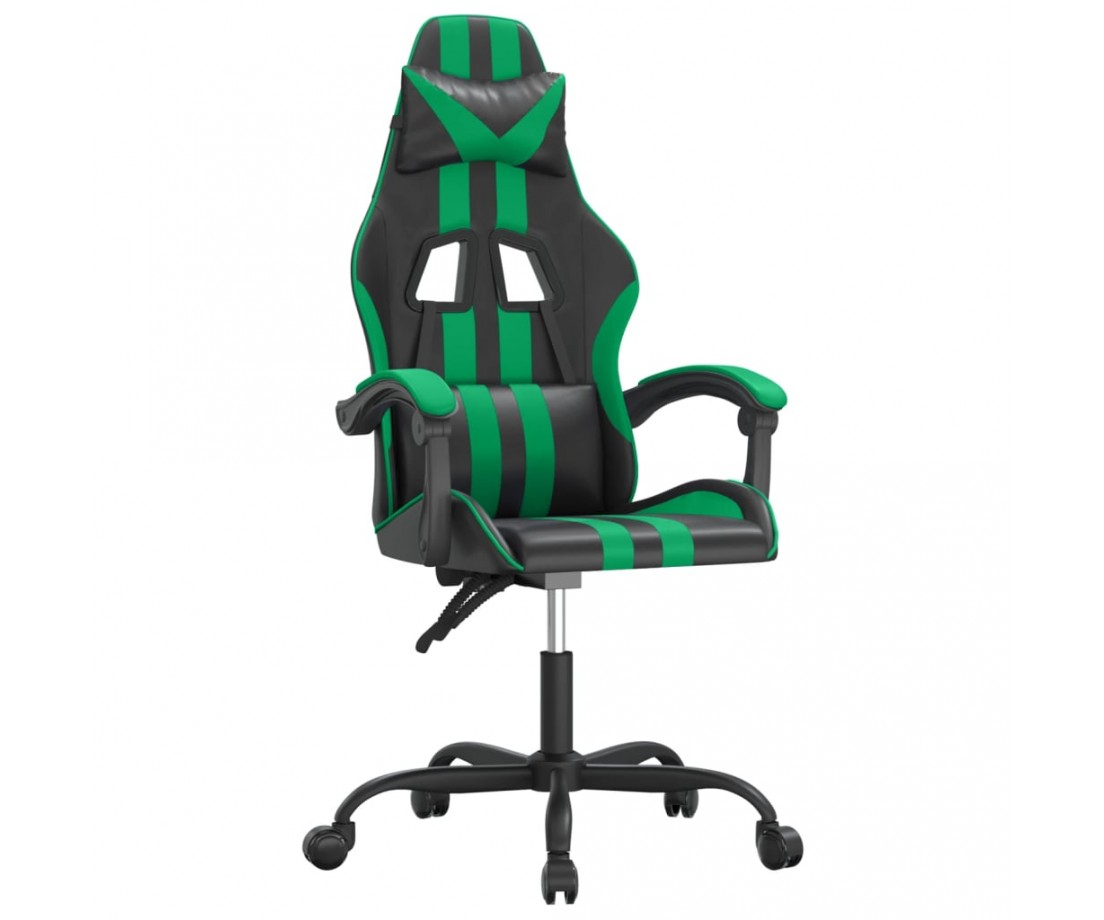  Pasukama žaidimų kėdė, juodos ir žalios spalvos, dirbtinė oda - Žaidimų kėdės - 2