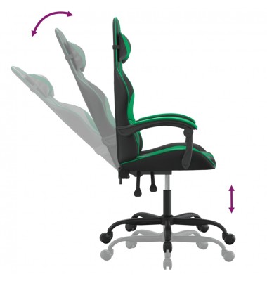  Pasukama žaidimų kėdė, juodos ir žalios spalvos, dirbtinė oda - Žaidimų kėdės - 10