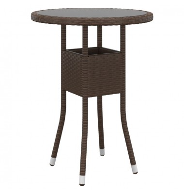  Sodo stalas, rudas, 60x75cm, grūdintas stiklas/poliratanas - Lauko stalai, staliukai - 1