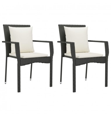  Sodo kėdės su pagalvėlėmis, 2vnt., juodos spalvos, poliratanas - Lauko baldų komplektai - 2