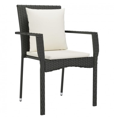  Sodo kėdės su pagalvėlėmis, 2vnt., juodos spalvos, poliratanas - Lauko baldų komplektai - 3