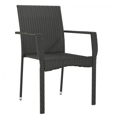  Sodo kėdės su pagalvėlėmis, 2vnt., juodos spalvos, poliratanas - Lauko baldų komplektai - 4
