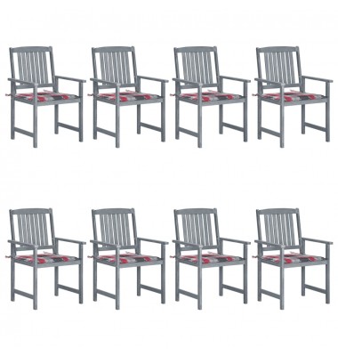  Sodo kėdės su pagalvėlėmis, 8vnt., pilkos, akacijos masyvas - Lauko kėdės - 1