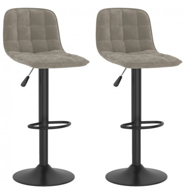  Baro taburetės, 2vnt., šviesiai pilkos spalvos, aksomas - Baro kėdės - 2