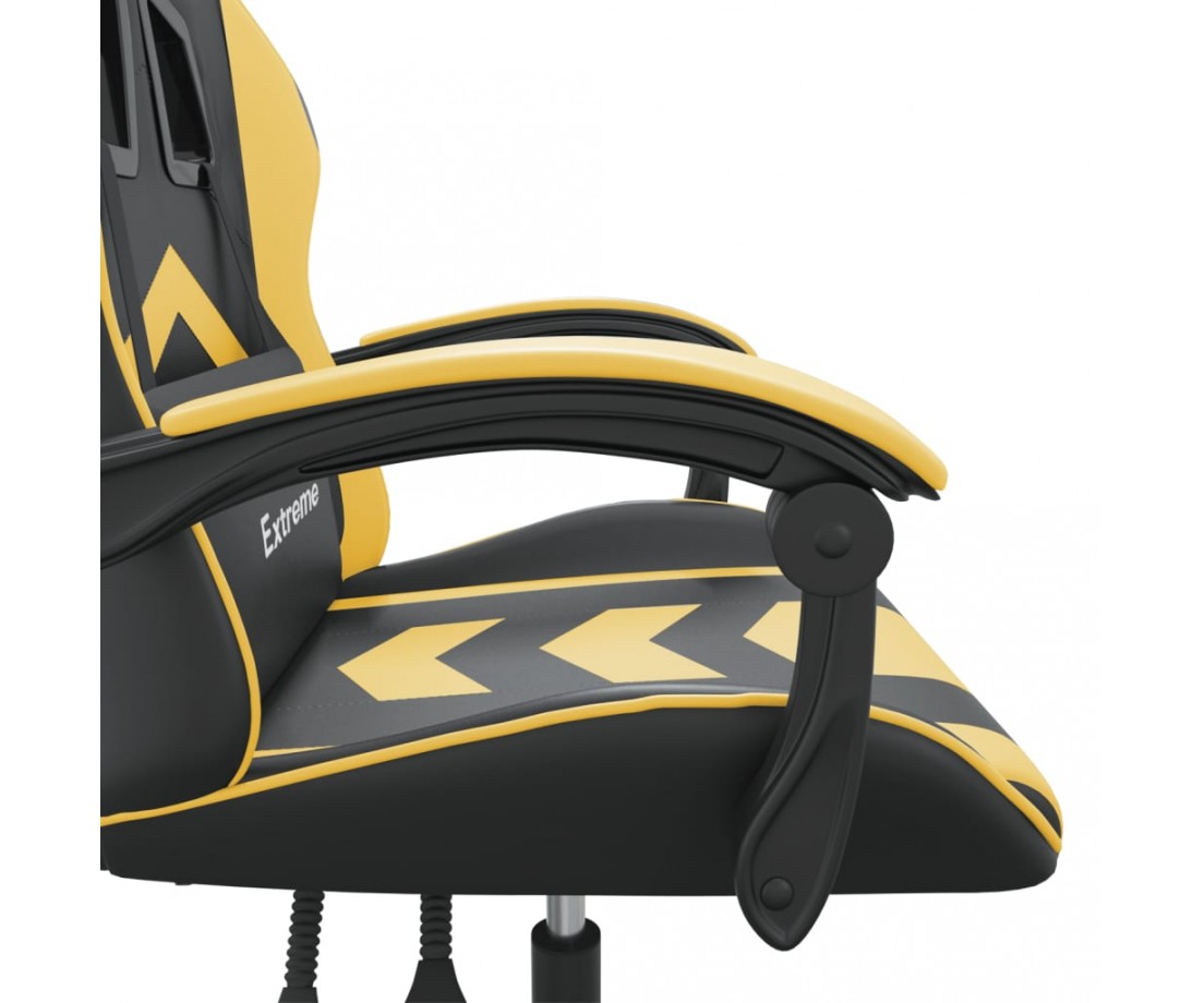  Pasukama žaidimų kėdė, juodos ir auksinės spalvos, dirbtinė oda - Žaidimų kėdės - 7