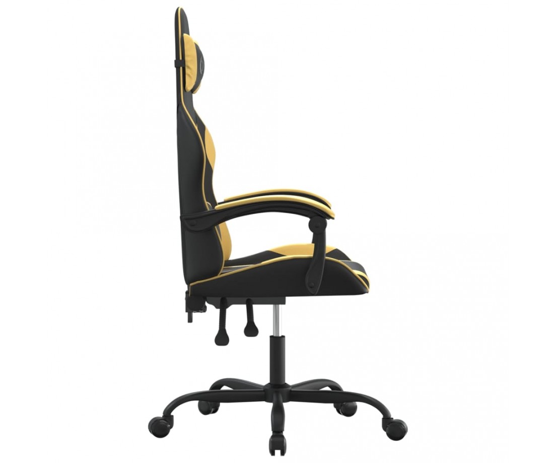  Žaidimų kėdė, juodos ir auksinės spalvos, dirbtinė oda - Žaidimų kėdės - 4