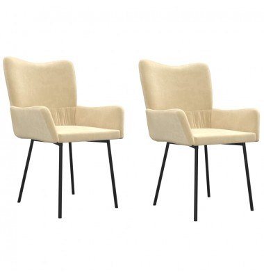  Valgomojo kėdės, 2vnt., kreminės spalvos, aksomas - Valgomojo Kėdės - 2
