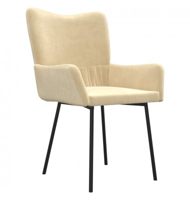  Valgomojo kėdės, 2vnt., kreminės spalvos, aksomas - Valgomojo Kėdės - 4