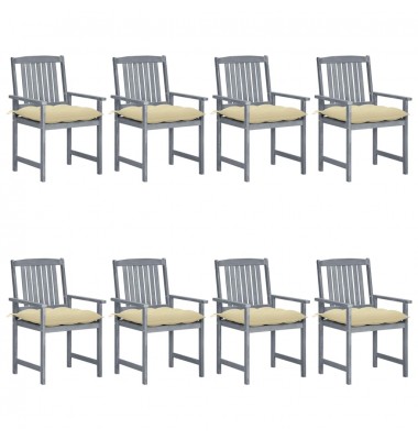  Sodo kėdės su pagalvėlėmis, 8vnt., pilkos, akacijos masyvas  - Lauko kėdės - 1