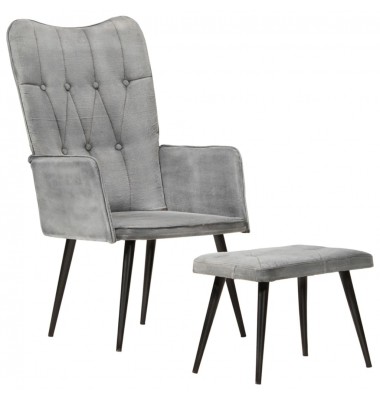  Krėslas su pakoja, pilkos spalvos, drobė, vintažinio dizaino - Foteliai, krėslai - 1