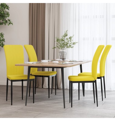  Valgomojo kėdės, 4vnt., garstyčių geltonos spalvos, aksomas - Valgomojo Kėdės - 1