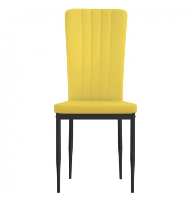  Valgomojo kėdės, 4vnt., garstyčių geltonos spalvos, aksomas - Valgomojo Kėdės - 4