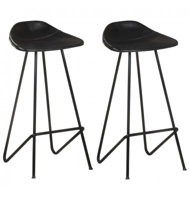  Baro taburetės, 2vnt., juodos spalvos, tikra oda - Baro kėdės - 1