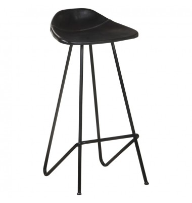  Baro taburetės, 2vnt., juodos spalvos, tikra oda - Baro kėdės - 2